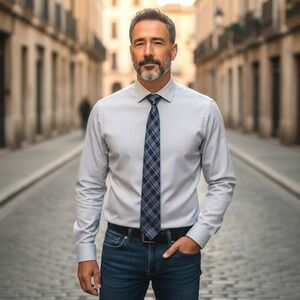 Michael Kors Mens Blue White Plaid 100% Silk Necktie RN 121148 CA 50900